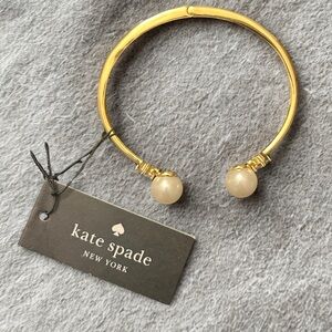 Kate Spade New York Pearl Cuff Bracelet, Gold Tone, Designer Jewelry, NWT, Gift
